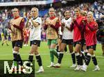 08.07.2025, UEFA Frauen-Europameisterschaft 2025 in der Schweiz. Spieltag 2, Vorrunde, Deutschland - Dnemark, im St-Jakob-Park Basel (Schweiz). Schlussjubel der Deutschen mit Sydney Lohmann (Deutschland), Kathrin Hendrich (Deutschland), Torhterin Ena Mahmutovic (Deutschland), Selina Cerci (Deutschland), Linda Dallmann (Deutschland) 