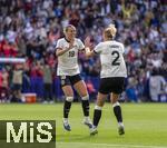 08.07.2025, UEFA Frauen-Europameisterschaft 2025 in der Schweiz. Spieltag 2, Vorrunde, Deutschland - Dnemark, im St-Jakob-Park Basel (Schweiz). v.li: Klara Bhl (Deutschland) Torjubel mit Sarai Linder (Deutschland) 