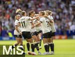 08.07.2025, UEFA Frauen-Europameisterschaft 2025 in der Schweiz. Spieltag 2, Vorrunde, Deutschland - Dnemark, im St-Jakob-Park Basel (Schweiz). Torjubel Klara Bhl (Deutschland), Lea Schller (Deutschland), Jule Brand (Deutschland), Sarai Linder (Deutschland) 