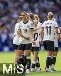 08.07.2025, UEFA Frauen-Europameisterschaft 2025 in der Schweiz. Spieltag 2, Vorrunde, Deutschland - Dnemark, im St-Jakob-Park Basel (Schweiz). Torjubel Klara Bhl (Deutschland) mit Armband GG7 zum Andenken an die verletzte Giulia Gwinn (Deutschland) 