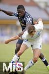 10.07.2025, Fussball 2. Bundesliga 2025/2026, Bad Wrishofen, 1.FC Magdeburg im Sommertrainingslager, Testspiel in Mindelheim (Unterallgu), FC Magdeburg - FC Zrich, hi: Umeh Emmanuel (Zrich) gegen Alexander Nollenberger (1. FC Magdeburg) 
