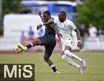 10.07.2025, Fussball 2. Bundesliga 2025/2026, Bad Wrishofen, 1.FC Magdeburg im Sommertrainingslager, Testspiel in Mindelheim (Unterallgu), FC Magdeburg - FC Zrich, v.li: Umeh Emmanuel (Zrich) gegen Silas Gnaka (1. FC Magdeburg). 