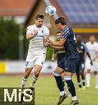 10.07.2025, Fussball 2. Bundesliga 2025/2026, Bad Wrishofen, 1.FC Magdeburg im Sommertrainingslager, Testspiel in Mindelheim (Unterallgu), FC Magdeburg - FC Zrich, v.li: Alexander Nollenberger (1. FC Magdeburg) gegen Gian Stork (Zrich). 