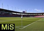 12.07.2025, UEFA Frauen-Europameisterschaft 2025 in der Schweiz. Spieltag 3, Vorrunde, Schweden - Deutschland, im Letzigrundstadion Zrich (Schweiz). Die Eckfahne und das Stadion