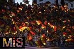 12.07.2025, UEFA Frauen-Europameisterschaft 2025 in der Schweiz. Spieltag 3, Vorrunde, Schweden - Deutschland, im Letzigrundstadion Zrich (Schweiz). Die schwarz-rot-goldenen Fahnen wehen