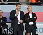 12.07.2025, UEFA Frauen-Europameisterschaft 2025 in der Schweiz. Spieltag 3, Vorrunde, Schweden - Deutschland, im Letzigrundstadion Zrich (Schweiz). Vizekanzler Lars Klingbeil (SPD Deutschland) und DFB Prsident Bernd Neuendorf (Deutschland) 