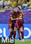 12.07.2025, UEFA Frauen-Europameisterschaft 2025 in der Schweiz. Spieltag 3, Vorrunde, Schweden - Deutschland, im Letzigrundstadion Zrich (Schweiz). Torjubel der deutschen Mdels v.l. Klara Bhl (Deutschland), Jule Brand (Deutschland) 