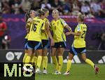 12.07.2025, UEFA Frauen-Europameisterschaft 2025 in der Schweiz. Spieltag 3, Vorrunde, Schweden - Deutschland, im Letzigrundstadion Zrich (Schweiz). Torjubel der Schwedinnen.