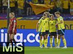 12.07.2025, UEFA Frauen-Europameisterschaft 2025 in der Schweiz. Spieltag 3, Vorrunde, Schweden - Deutschland, im Letzigrundstadion Zrich (Schweiz). v.l.Torjubel der Schwedinnen v.l. Filippa Angeldahl (Schweden), Ellen Wangerheim (Schweden), Johanna Rytting Kaneryd (Schweden), Lina Hurtig (Schweden) und Smilla Holmberg (Schweden) . Gaz links Sarai Linder (Deutschland) ist enttuscht.
