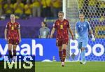 12.07.2025, UEFA Frauen-Europameisterschaft 2025 in der Schweiz. Spieltag 3, Vorrunde, Schweden - Deutschland, im Letzigrundstadion Zrich (Schweiz). v.l. Janina Minge  (Deutschland), Sydney Lohmann (Deutschland) und Torhterin Ann-Katrin Berger (Deutschland) sind enttuscht.