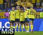 12.07.2025, UEFA Frauen-Europameisterschaft 2025 in der Schweiz. Spieltag 3, Vorrunde, Schweden - Deutschland, im Letzigrundstadion Zrich (Schweiz). v.l.Torjubel der Schwedinnen v.l. Filippa Angeldahl (Schweden), Ellen Wangerheim (Schweden), Johanna Rytting Kaneryd (Schweden), Lina Hurtig (Schweden) und Smilla Holmberg (Schweden) 