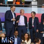 12.07.2025, UEFA Frauen-Europameisterschaft 2025 in der Schweiz. Spieltag 3, Vorrunde, Schweden - Deutschland, im Letzigrundstadion Zrich (Schweiz). Ehrentribne, mit Lars Klingbeil (MdB), DFB Prsident Bernd Neuendorf (DFB, Deutschland), 