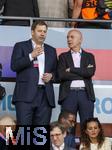 12.07.2025, UEFA Frauen-Europameisterschaft 2025 in der Schweiz. Spieltag 3, Vorrunde, Schweden - Deutschland, im Letzigrundstadion Zrich (Schweiz). Ehrentribne, mit Lars Klingbeil (MdB), DFB Prsident Bernd Neuendorf (DFB, Deutschland), 