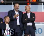 12.07.2025, UEFA Frauen-Europameisterschaft 2025 in der Schweiz. Spieltag 3, Vorrunde, Schweden - Deutschland, im Letzigrundstadion Zrich (Schweiz). Ehrentribne, mit Lars Klingbeil (MdB), DFB Prsident Bernd Neuendorf (DFB, Deutschland), 