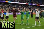 19.07.2025, UEFA Frauen-Europameisterschaft 2025 in der Schweiz. Viertelfinale, Frankreich - Deutschland, im St-Jakob-Park Basel (Schweiz). Schlussjubel v.li: Selina Cerci (Deutschland), -, Torhterin Ann-Katrin Berger (Deutschland), Torhterin Stina Johannes (Deutschland), Rebecca Knaak (Deutschland) 