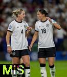 19.07.2025, UEFA Frauen-Europameisterschaft 2025 in der Schweiz. Viertelfinale, Frankreich - Deutschland, im St-Jakob-Park Basel (Schweiz). von links:  Rebecca Knaak (Deutschland), Giovanna Hoffmann (Deutschland).