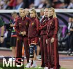 23.07.2025, UEFA Frauen-Europameisterschaft 2025 in der Schweiz. Halbfinale, Deutschland - Spanien, Im Stadion Letzigrund Zrich. v.li: Kathrin Hendrich (Deutschland), Giulia Gwinn (Deutschland), Sjoeke Nsken (Deutschland), Sarai Linder (Deutschland), vor dem Spiel am Spielfeldrand. 