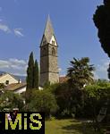 31.07.2025, Meran in Sdtirol, Italien. Ortsteil Algund, Kirchturm