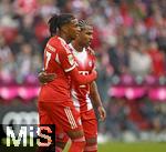 02.08.2025, Fussball Bundesliga 2025/2026, Freundschaftsspiel, FC Bayern Mnchen - Olympique Lyon, in der Allianz-Arena Mnchen, Torjubel v.l. Michael Olise (FC Bayern Mnchen) und Serge Gnabry (FC Bayern Mnchen) 