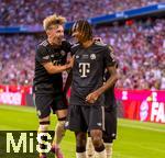 07.08.2025, Fussball Bundesliga 2025/2026, Freundschaftsspiel, Telekom-Cup, FC Bayern Mnchen - Tottenham Hotspur, in der Allianz-Arena Mnchen, Torjubel v.li: Lennart Karl (Bayern Mnchen) mit Jonah Kusi-Asare (Bayern Mnchen) 