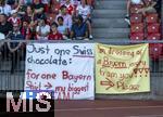 12.08.2025, Fussball Bundesliga 2025/2026, Freundschaftsspiel, Grasshopper Club Zrich - FC Bayern Mnchen - im Stadion am Letzigrund, Zrich (Schweiz). Mein grter Traum, ein Bayerntrikot fr eine Schweizer Schokolade!