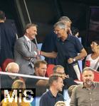 16.08.2025, Fussball Bundesliga 2025/2026, Franz-Beckenbauer-Supercup, VfB Stuttgart - FC Bayern Mnchen, in der MHP-Arena (Stuttgart). Ehrengste, VGeschftsfhrer Hans-Joachim Watzke (Borussia Dortmund), Prsident Herbert Hainer (FC Bayern), 