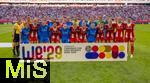 06.09.2025, Google-Pixel Frauenfussball Bundesliga 2025/2026, 1.Spieltag, FC Bayern Mnchen - Bayer 04 Leverkusen, in der Allianz-Arena Mnchen, Teamfoto FC Bayern mit Leverkusen zur Europameisterschaft Bewerbung 2029


