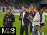 07.09.2025, Fussball WM-Qualifikation Europa 2025/26, 6.Spieltag,  Deutschland - Nordirland, im Rhein-Energie-Stadion Kln, RTL-Expertenrunde am Spielfeldrand mit dem Trainer Julian Nagelsmann (Deutschland), v.li: Lothar Matthus, Edin Terzic, Trainer Julian Nagelsmann (Deutschland), Moderatorin Laura Wontorra. 