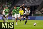 07.09.2025, Fussball WM-Qualifikation Europa 2025/26, 6.Spieltag,  Deutschland - Nordirland, im Rhein-Energie-Stadion Kln, v.li: Justin Devenny (Nordirland) gegen Serge Gnabry (Deutschland).