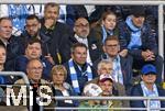 14.09.2025, Fussball 3. Liga 2025/2026, 5.Spieltag, TSV 1860 Mnchen - TSV Havelse, im Stadion an der Grnwalder Strasse Mnchen, Vereinsfhrung des TSV 1860 Mnchen auf der Tribne, re: Prsident Gernot Mang (1860 Mnchen),  Heinz Schmidt 