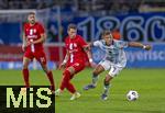 14.09.2025, Fussball 3. Liga 2025/2026, 5.Spieltag, TSV 1860 Mnchen - TSV Havelse, im Stadion an der Grnwalder Strasse Mnchen, v.li: Florian Riedel (TSV Havelse) gegen Florian Niederlechner (TSV 1860 Mnchen) 