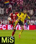 18.10.2025, Fussball Bundesliga 2025/2026, 7.Spieltag, FC Bayern Mnchen - Borussia Dortmund, in der Allianz-Arena Mnchen, v.li: Dayot Upamecano (FC Bayern Mnchen) gegen Pascal Gro (Borussia Dortmund) 