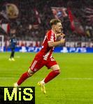 22.10.2025,  Fussball UEFA Championsleague 2025/2026: Vorrunde 3.Spieltag, FC Bayern München - Club Brügge, in der Allianz-Arena München. Torjubel Lennart Karl (FC Bayern München)