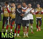 14.11.2025, Fussball WM-Qualifikation Europa 2025/26, 9.Spieltag,  Luxemburg - Deutschland, im Stade de Luxembourg (Croix de Gasperich, Luxemburg) v.l. Joshua Kimmich (Deutschland)  und  Felix Nmecha (Deutschland) umarmen sich.