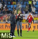 14.11.2025, Fussball WM-Qualifikation Europa 2025/26, 9.Spieltag,  Luxemburg - Deutschland, im Stade de Luxembourg (Croix de Gasperich, Luxemburg), v.li: Lothar Matth�us, Edin Terzic, Laura Wontorra am RTL-Mikrofon.
