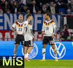 14.11.2025, Fussball WM-Qualifikation Europa 2025/26, 9.Spieltag,  Luxemburg - Deutschland, im Stade de Luxembourg (Croix de Gasperich, Luxemburg), v.li: David Raum (Deutschland), Florian Wirtz (Deutschland), Leroy Sane (Deutschland) 