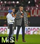 17.11.2025, Fussball WM-Qualifikation Europa 2025/26, 10.Spieltag,  Deutschland - Slowakei, in der Red-Bull-Arena Leipzig (Deutschland). v.l. Moderatorin Katrin Mller-Hohenstein (Deutschland), Christoph Kramer (Deutschland) und Per Mertesacker (Deutschland).