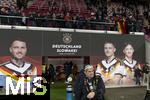 17.11.2025, Fussball WM-Qualifikation Europa 2025/26, 10.Spieltag,  Deutschland - Slowakei, in der Red-Bull-Arena Leipzig (Deutschland). Am Spielertunnel wird mit v.l. David Raum (Deutschland), Florian Wirtz (Deutschland) und Angelo Stiller (Deutschland) geworben.