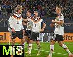 17.11.2025, Fussball WM-Qualifikation Europa 2025/26, 10.Spieltag,  Deutschland - Slowakei, in der Red-Bull-Arena Leipzig (Deutschland). Nick Woltemade (Deutschland) jubelt. v.l. Nick Woltemade (Deutschland), Aleksandar Pavlovic (Deutschland), Joshua Kimmich (Deutschland) und Nico Schlotterbeck (Deutschland) 