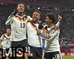 17.11.2025, Fussball WM-Qualifikation Europa 2025/26, 10.Spieltag,  Deutschland - Slowakei, in der Red-Bull-Arena Leipzig (Deutschland). Torjubel v.l. Felix Nmecha (Deutschland), Ridle Baku (Deutschland) und Nathaniel Brown (Deutschland) 