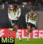 17.11.2025, Fussball WM-Qualifikation Europa 2025/26, 10.Spieltag,  Deutschland - Slowakei, in der Red-Bull-Arena Leipzig (Deutschland). Assan Ouedraogo (Deutschland) und Felix Nmecha (Deutschland) jubeln.