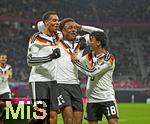 17.11.2025, Fussball WM-Qualifikation Europa 2025/26, 10.Spieltag,  Deutschland - Slowakei, in der Red-Bull-Arena Leipzig (Deutschland). Torjubel von Assan Ouedraogo (Deutschland) zum 6:0. v.li: Felix Nmecha (Deutschland), Assan Ouedraogo (Deutschland), Nathaniel Brown (Deutschland) 