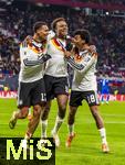 17.11.2025, Fussball WM-Qualifikation Europa 2025/26, 10.Spieltag,  Deutschland - Slowakei, in der Red-Bull-Arena Leipzig (Deutschland). Torjubel v.li: Felix Nmecha (Deutschland), Assan Ouedraogo (Deutschland), Nathaniel Brown (Deutschland).
