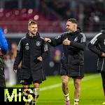 17.11.2025, Fussball WM-Qualifikation Europa 2025/26, 10.Spieltag,  Deutschland - Slowakei, in der Red-Bull-Arena Leipzig (Deutschland). Schlussjubel, v.li: Joshua Kimmich (Deutschland) und David Raum (Deutschland) glcklich.