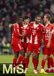 22.11.2025, Fussball Bundesliga 2025/2026, 11.Spieltag, FC Bayern Mnchen - SC Freiburg, in der Allianz-Arena Mnchen, Torjubel, v.li: Nicolas Jackson (FC Bayern Mnchen), Min-jae Kim (Bayern Mnchen, Minjae Kim), Jonathan Tah (FC Bayern Mnchen), Harry Kane (FC Bayern Mnchen) 