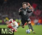 26.11.2025,  Fussball UEFA Championsleague 2025/2026: Vorrunde 5.Spieltag, FC Arsenal - FC Bayern Mnchen, im Emirates-Stadion London (England) 
  Lennart Karl (FC Bayern Mnchen) regt sich auf

