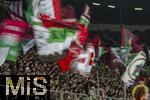 15.01.2026, Fussball 1. Bundesliga 2025/2026, 17.Spieltag, FC Augsburg - 1.FC Union Berlin, in der WWK-Arena Augsburg. Augsburger Fans schwenken ihre Fahnen in ihrem Block.