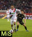 15.01.2026, Fussball 1. Bundesliga 2025/2026, 17.Spieltag, FC Augsburg - 1.FC Union Berlin, in der WWK-Arena Augsburg. v.li: Alexis Julian Claude-Maurice (FC Augsburg) gegen Woo-yeong Jeong (Union Berlin) 