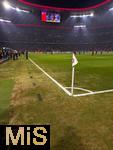 21.01.2026,  Fussball UEFA Championsleague 2025/2026: Vorrunde 7.Spieltag, FC Bayern M�nchen - Union Saint-Gilloise, in der Allianz-Arena M�nchen. An der Eckfahne am Spielfeldrand ist der Rasen gelb und mager. 
