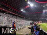 21.01.2026,  Fussball UEFA Championsleague 2025/2026: Vorrunde 7.Spieltag, FC Bayern M�nchen - Union Saint-Gilloise, in der Allianz-Arena M�nchen. Nach einem Pyro-Vorfall beim letzten Champions League Heimspiel, wurden die Bayern-Fans der S�dkurve ausgesperrt von der UEFA. Somit blieb der komplette untere Fan Block bei diesem Spiel leer. 